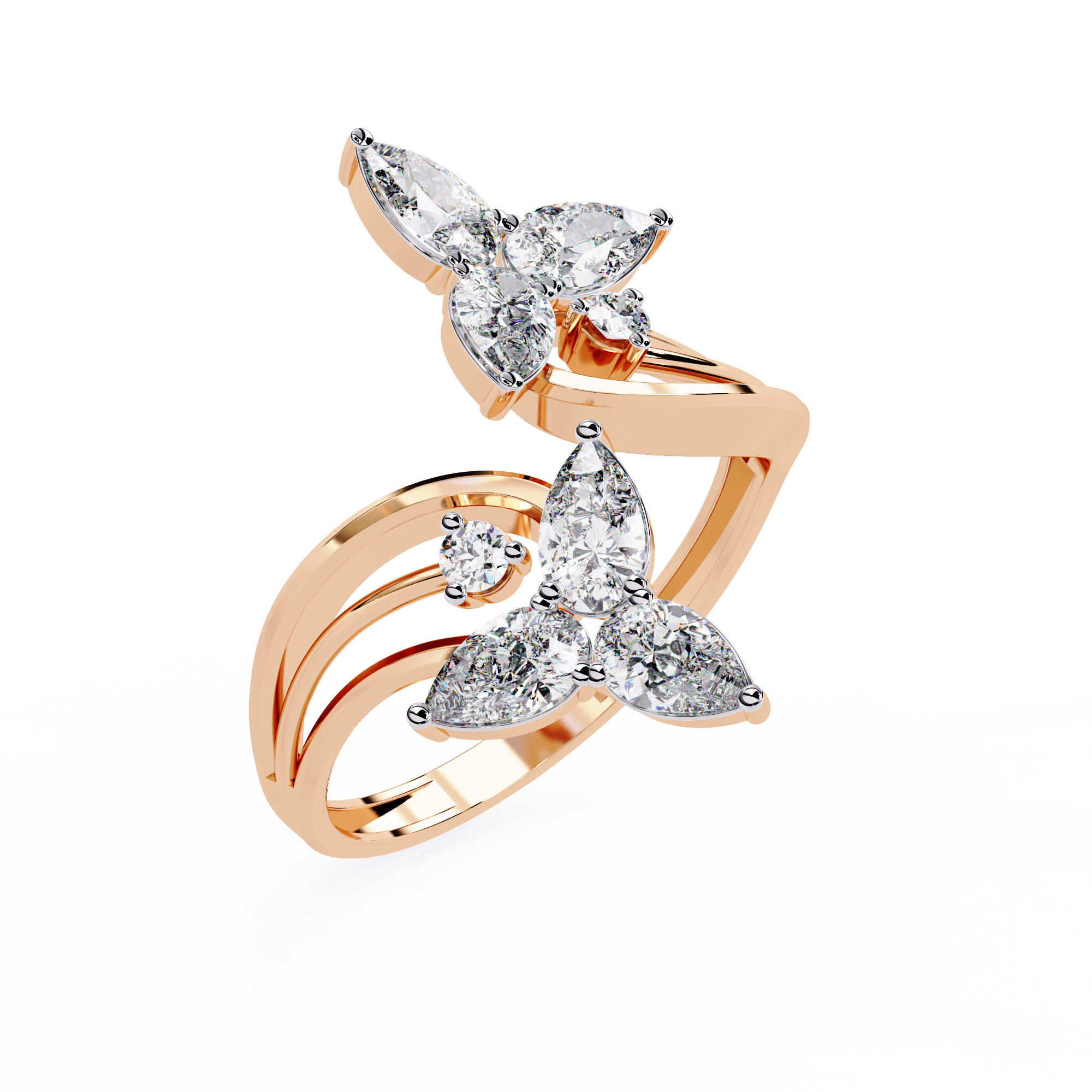 Solitairekart 0.99ct Butterfly Kiss Natural Diamond Ring-HI Color, VS-SI Clarity